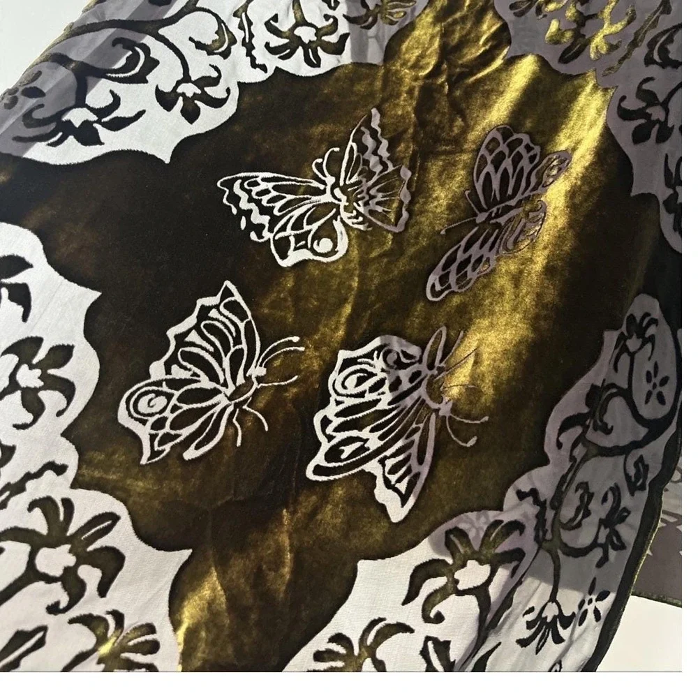Kevin O'Brien‎ Studio Scarf Wrap Womens OS Green Burnout Silk Velvet Butterfly